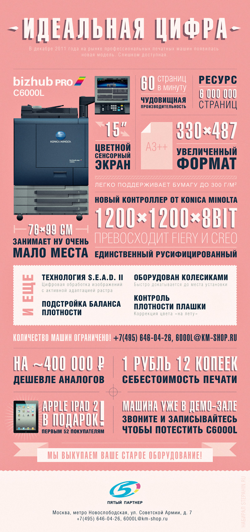 Bizhub PRO C6000L акция, цена и отзывы по себестоимости печати Konica Minolta